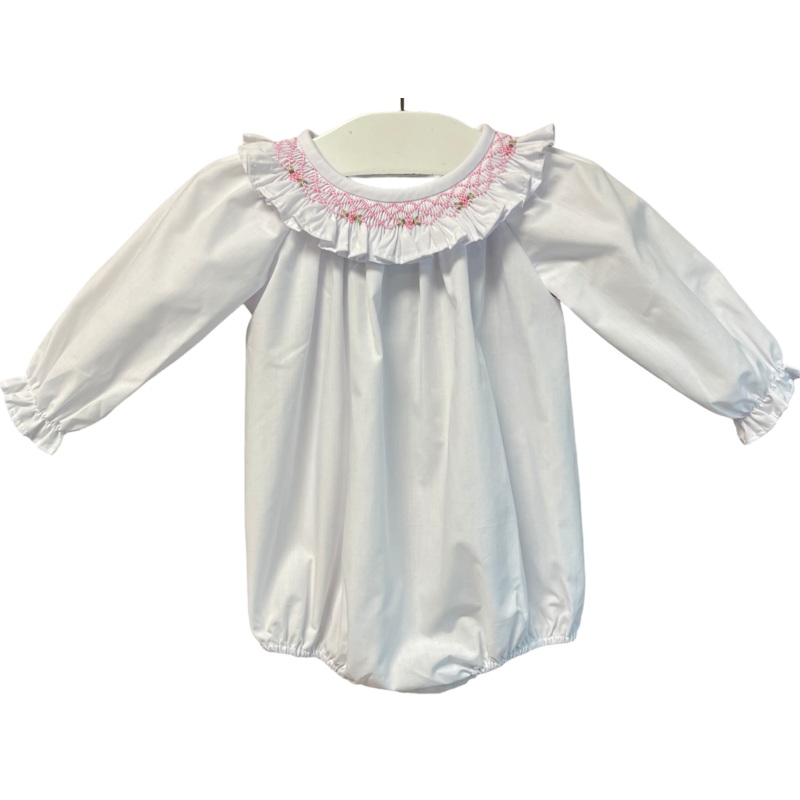 Scarlett Smocked Pink Flower Bubble