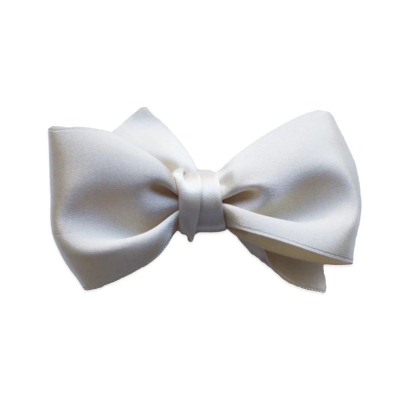 Beige Big Satin Snap Clip Bow