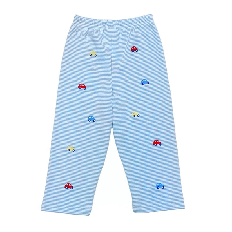 Cars Embroidered Light Blue Mini Stripe Knit Leo Pants