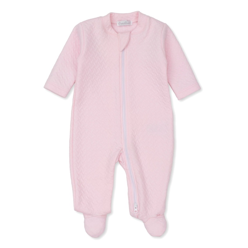 Classic Jacquards Zip Footie, Pink