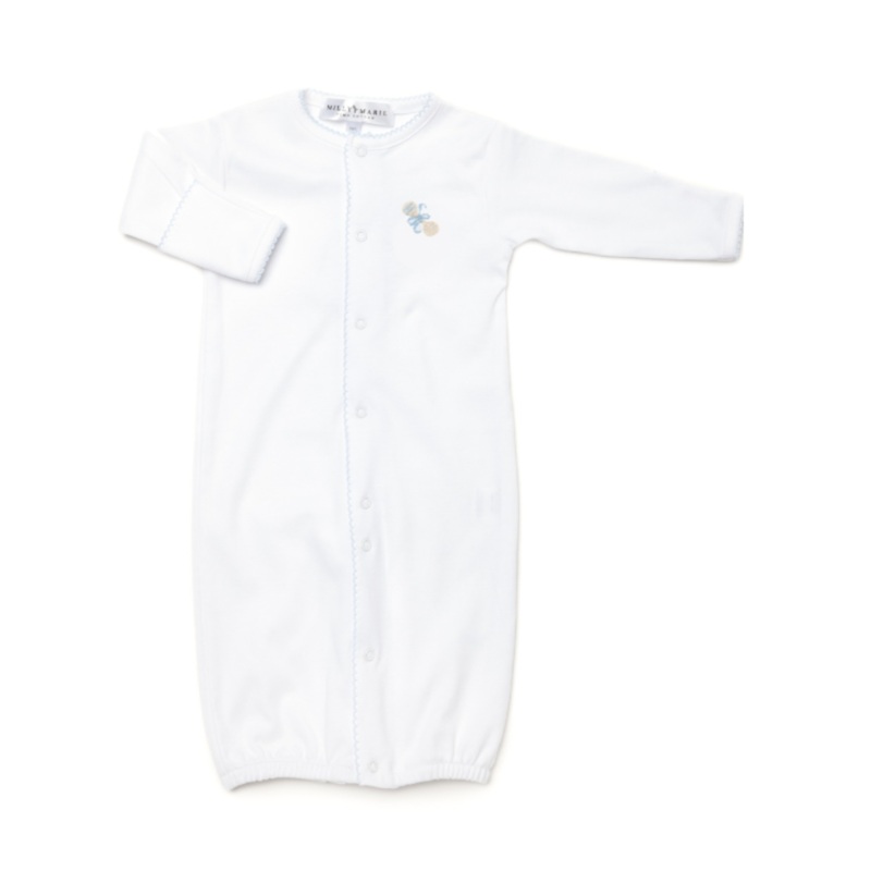 Converter Gown, Blue Heirloom Rattle Embroidery
