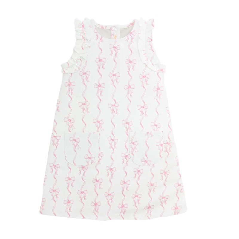 Coquette Bows Sleeveless Dress with Ruffles at Sleeve