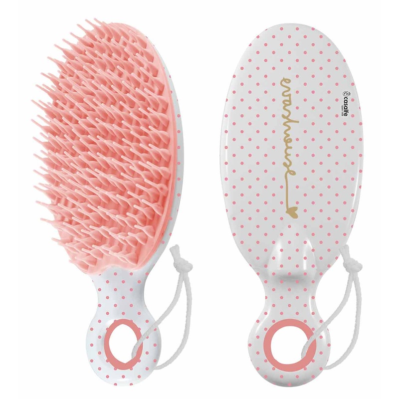 Detangle & Drain Hairbrush Baby Pink Dots