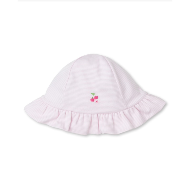 Embroidered Cherry Pink Stripe Floppy Hat Classic Treasures SP24