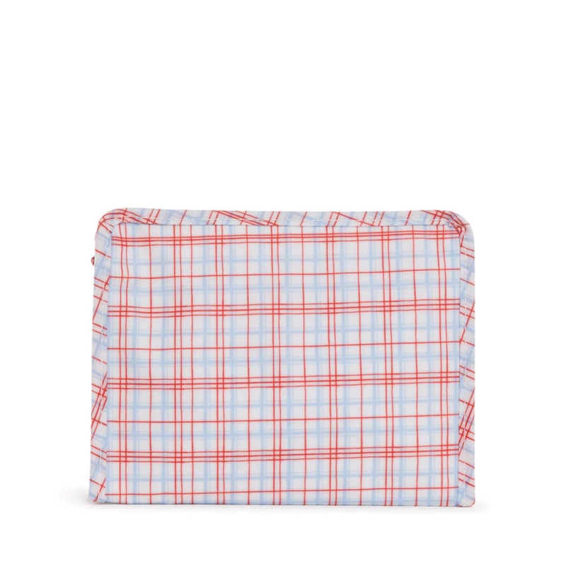 Medium Roadie Zip Pouch, Red Plaid