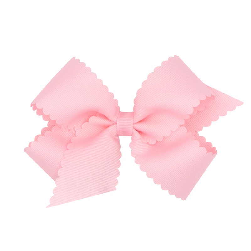 Medium Scallop Hair Bow, Light Pink