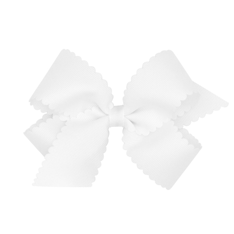 Medium Scallop Hair Bow, White