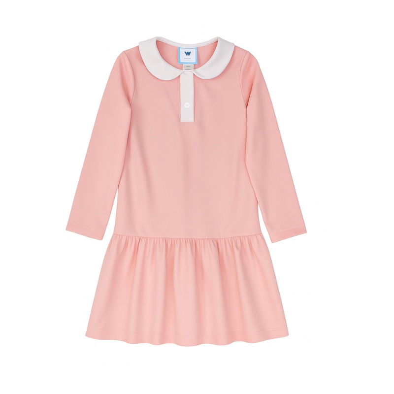 Pink Athleisure Long Sleeve Polo Dress