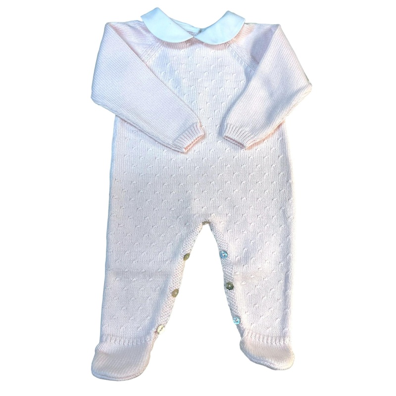Pink Diagonal Pattern Collared Footie