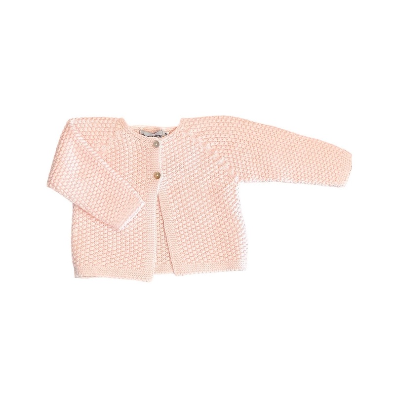 Pink Rice Stitch 2 Button Cardigan