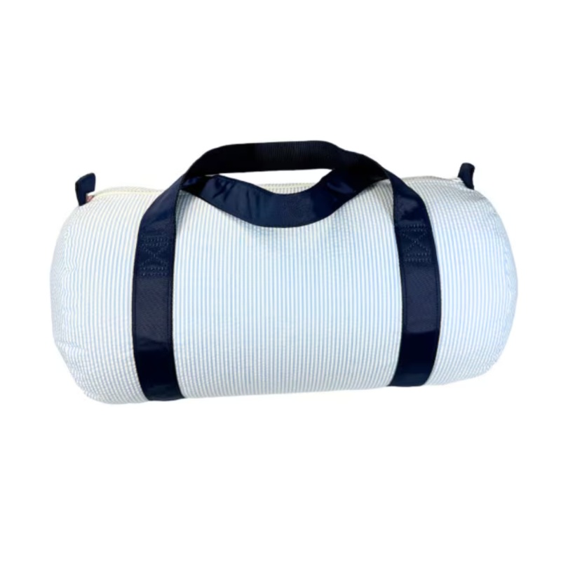 Seersucker Duffle Bag, Light Blue & Navy