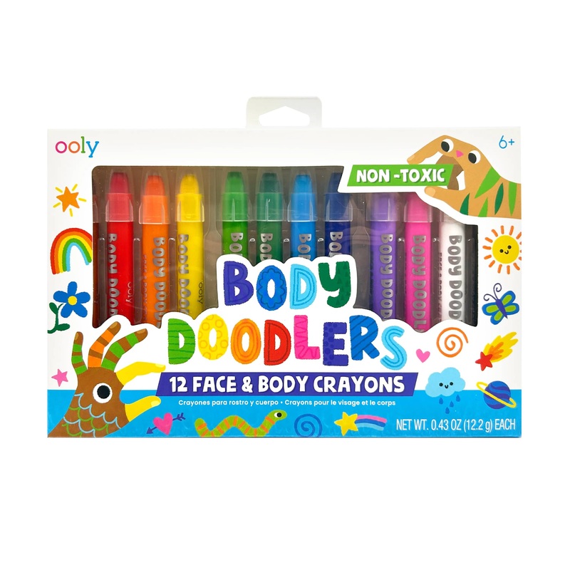 Body Doodlers Face & Body Crayons, Set of 12 Colors