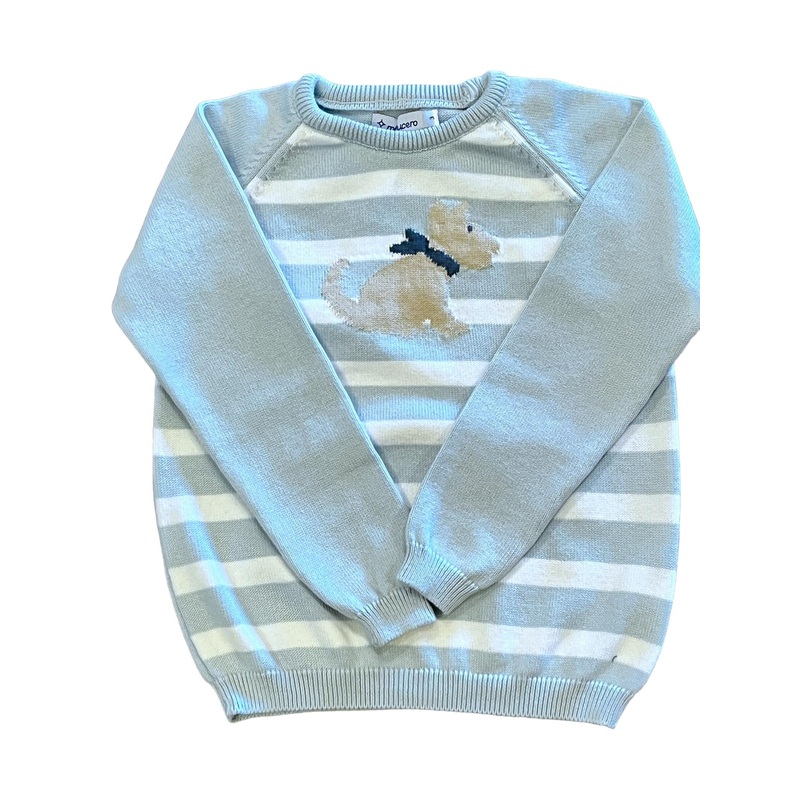 Dog Light Blue Stripe Crewneck Sweater