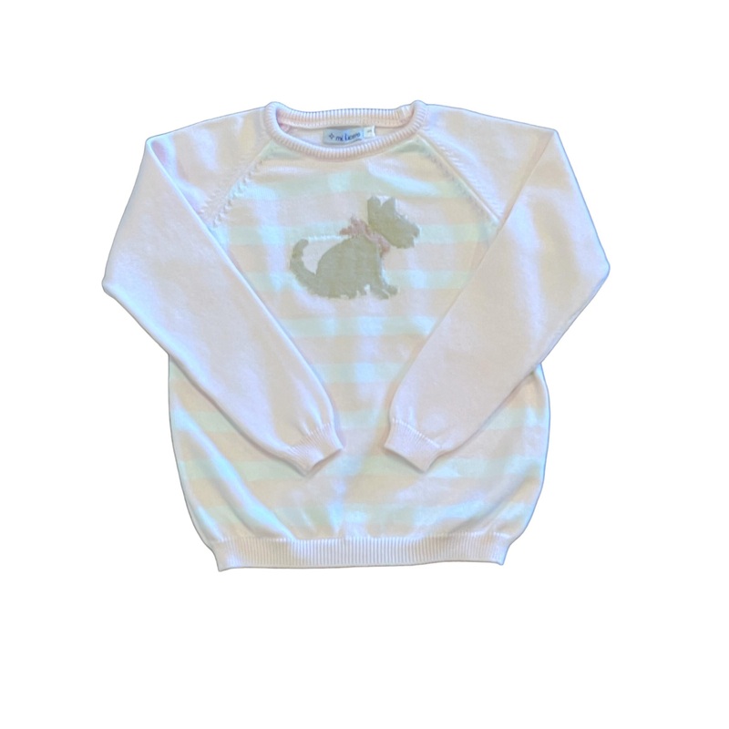 Dog Pink Stripe Crewneck Sweater