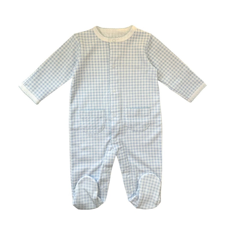 Gingham Hunny Pima Footie, Blue
