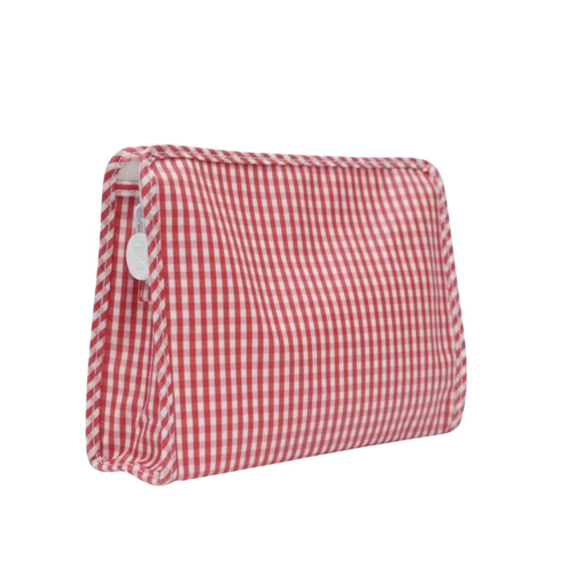 Medium Roadie Zip Pouch, Red Gingham