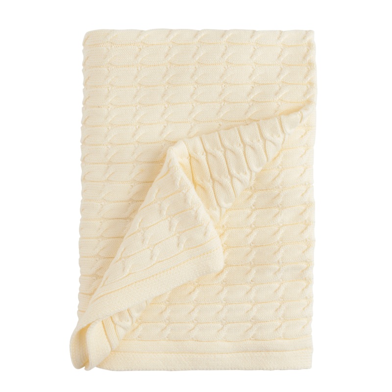 Yellow Cable Knit Blanket